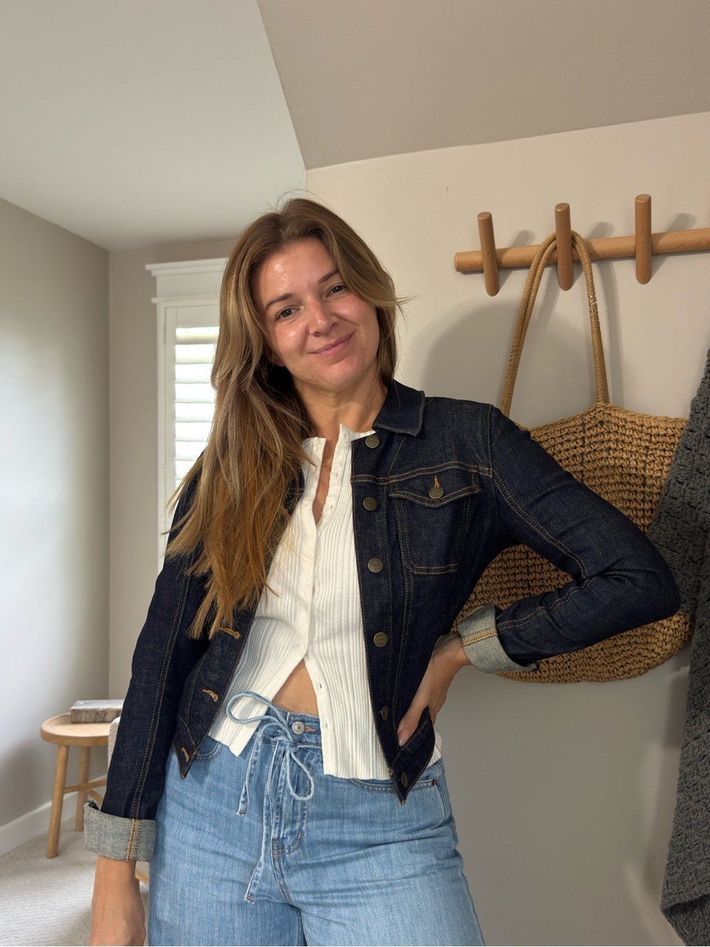 Guess Dark Denim Jacket with Contrast Stitching